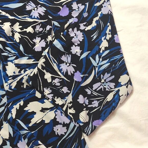 Roz & Ali Black Purple Blue Floral Quarter Sleeve Peplum Blouse Plussize 1X - Picture 5 of 12